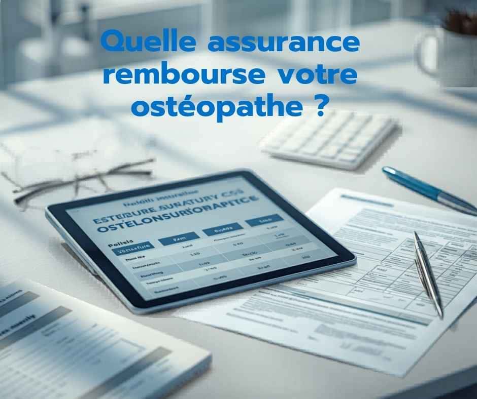 Bureau professionnel avec documents d'assurance illustrant le remboursement de l'ostéopathie en Suisse